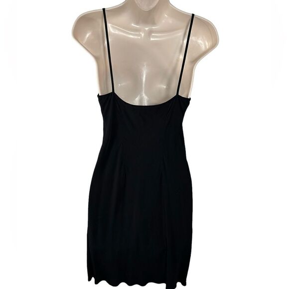 Vintage Severin Black Sleeveless Rayon Cami Slip Mini Dress - Picture 5 of 8